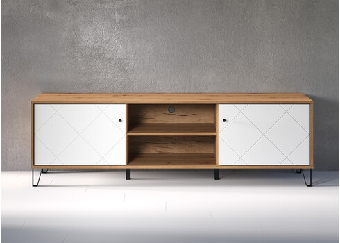 Tv-alus TOUCH mattvalge / tamm, 183x40xH56 cm