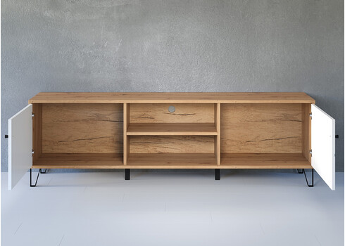 Tv-alus TOUCH mattvalge / tamm, 183x40xH56 cm