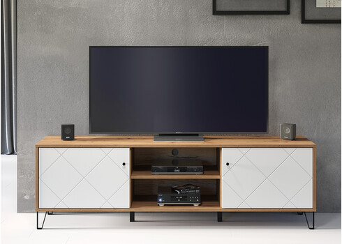 Tv-alus TOUCH mattvalge / tamm, 183x40xH56 cm