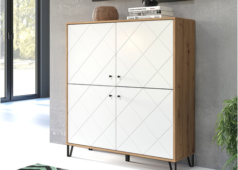 Kapp TOUCH mattvalge / tamm, 123x40xH136 cm