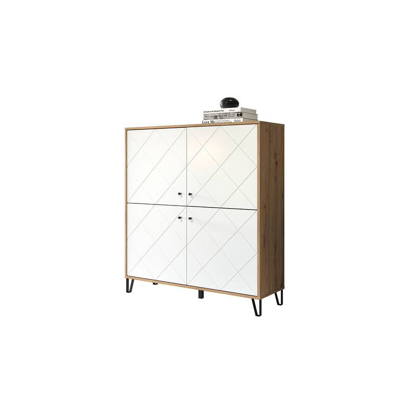 Kapp TOUCH mattvalge / tamm, 123x40xH136 cm