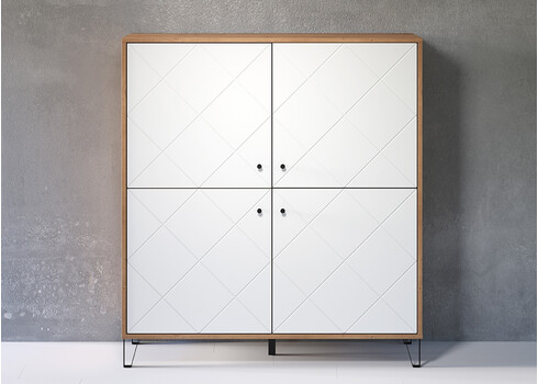 Kapp TOUCH mattvalge / tamm, 123x40xH136 cm