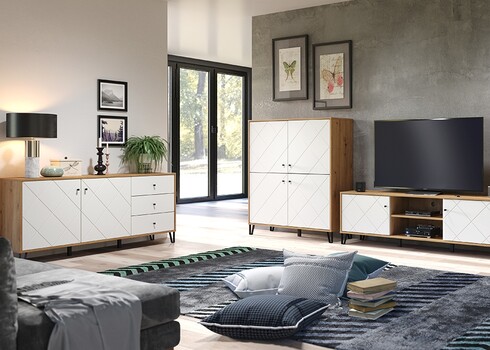 Kapp TOUCH mattvalge / tamm, 123x40xH136 cm