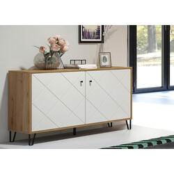 Kummut TOUCH mattvalge / tamm, 123x40xH76 cm