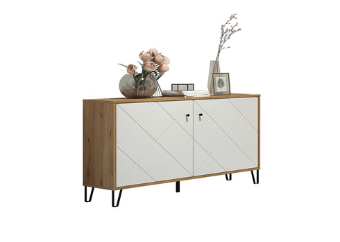 Kummut TOUCH mattvalge / tamm, 123x40xH76 cm