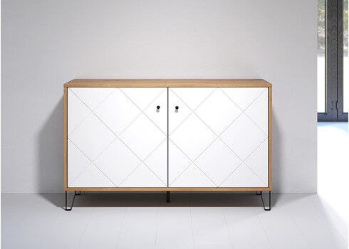 Kummut TOUCH mattvalge / tamm, 123x40xH76 cm