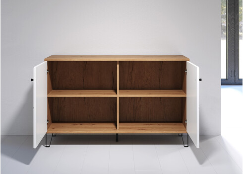 Kummut TOUCH mattvalge / tamm, 123x40xH76 cm