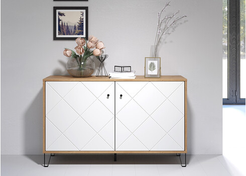 Kummut TOUCH mattvalge / tamm, 123x40xH76 cm