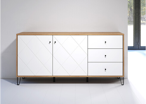 Kummut TOUCH mattvalge / tamm, 183x40xH76 cm