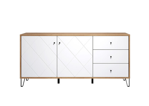 Kummut TOUCH mattvalge / tamm, 183x40xH76 cm