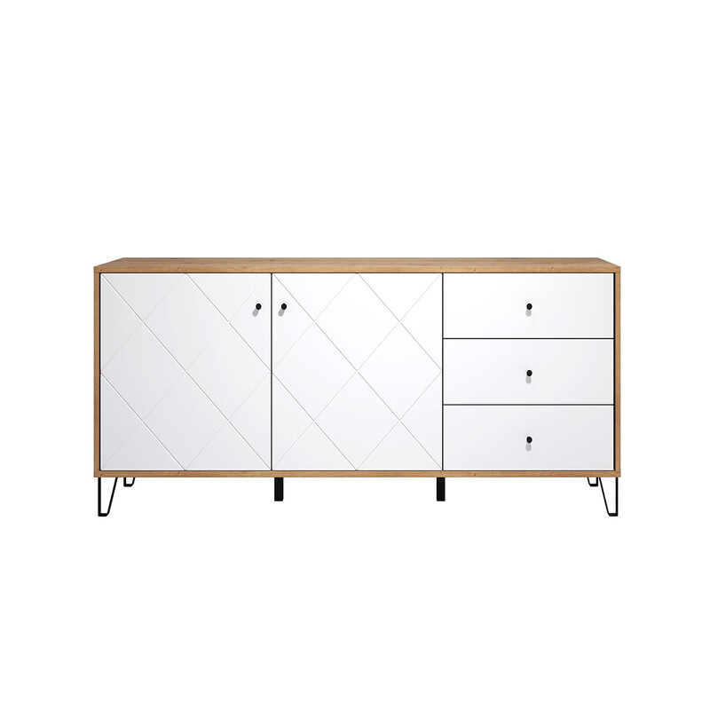 Kummut TOUCH mattvalge / tamm, 183x40xH76 cm