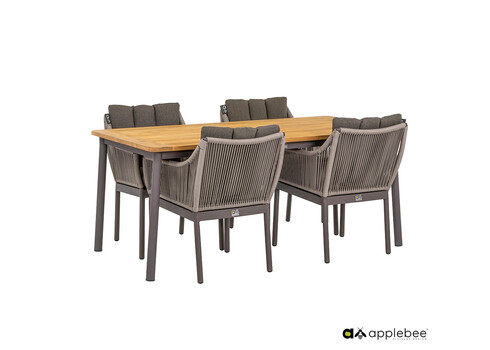 Aiamööbli komplekt BIJOU hall, söögilaud + 4 tooli