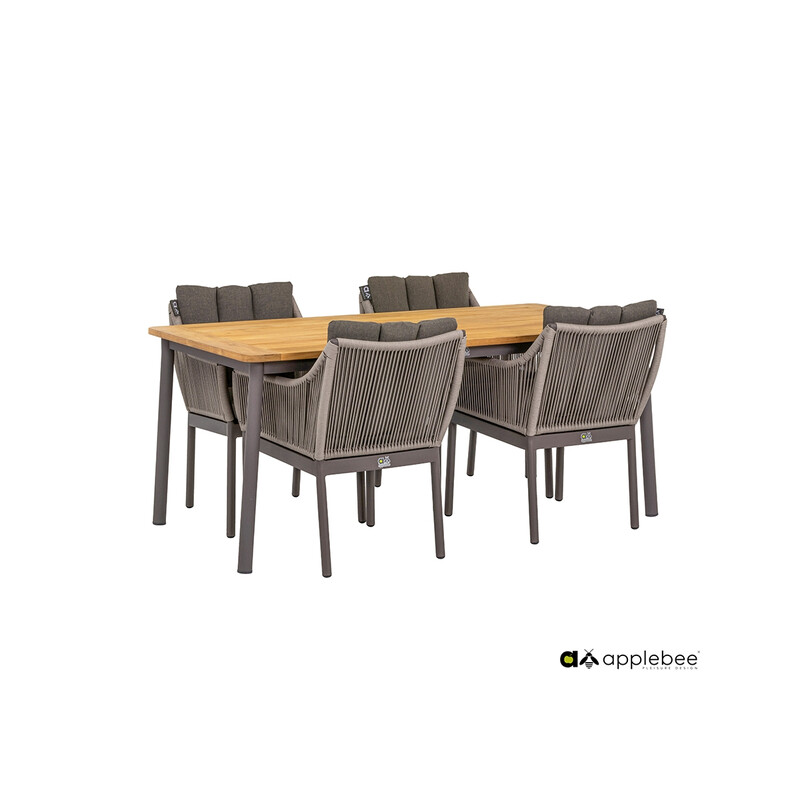 Aiamööbli komplekt BIJOU hall, söögilaud + 4 tooli