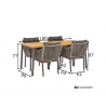 Aiamööbli komplekt BIJOU hall, söögilaud + 4 tooli