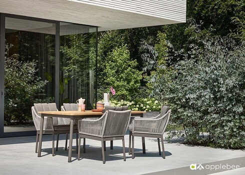 Aiamööbli komplekt BIJOU hall, söögilaud + 4 tooli