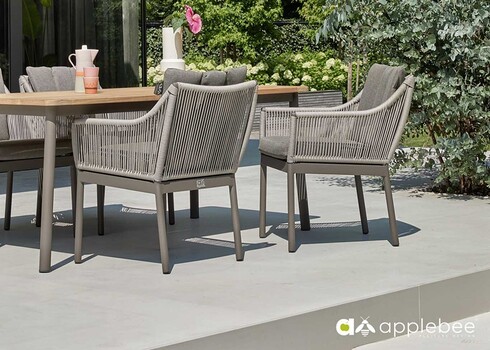 Aiamööbli komplekt BIJOU hall, söögilaud + 4 tooli