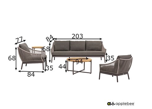 Aiamööbli komplekt Apple Bee BIJOU hall