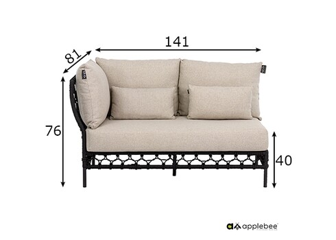 Diivan Apple Bee PURE beež / must parem, 141x81xH76 cm