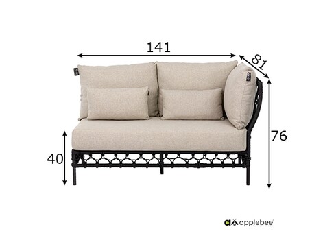 Diivan Apple Bee PURE beež / must vasak, 141x81xH76 cm