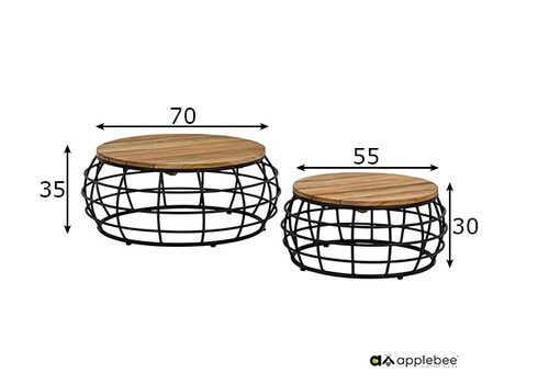 Diivanilaudade komplekt Apple Bee PURE tiik / must, 2 tk