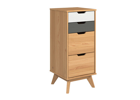 Kummut SCANDIK meepruun / valge / hall, 42x40xH90 cm