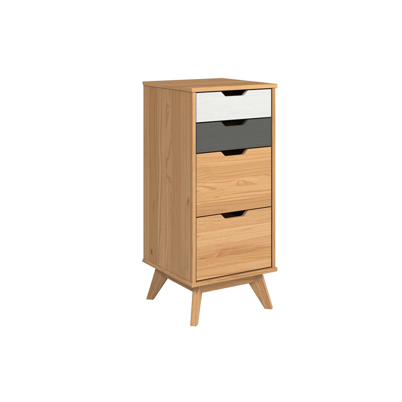 Kummut SCANDIK meepruun / valge / hall, 42x40xH90 cm