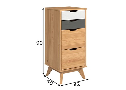 Kummut SCANDIK meepruun / valge / hall, 42x40xH90 cm