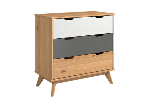 Kummut SCANDIK meepruun / valge / hall, 80x40xH79 cm