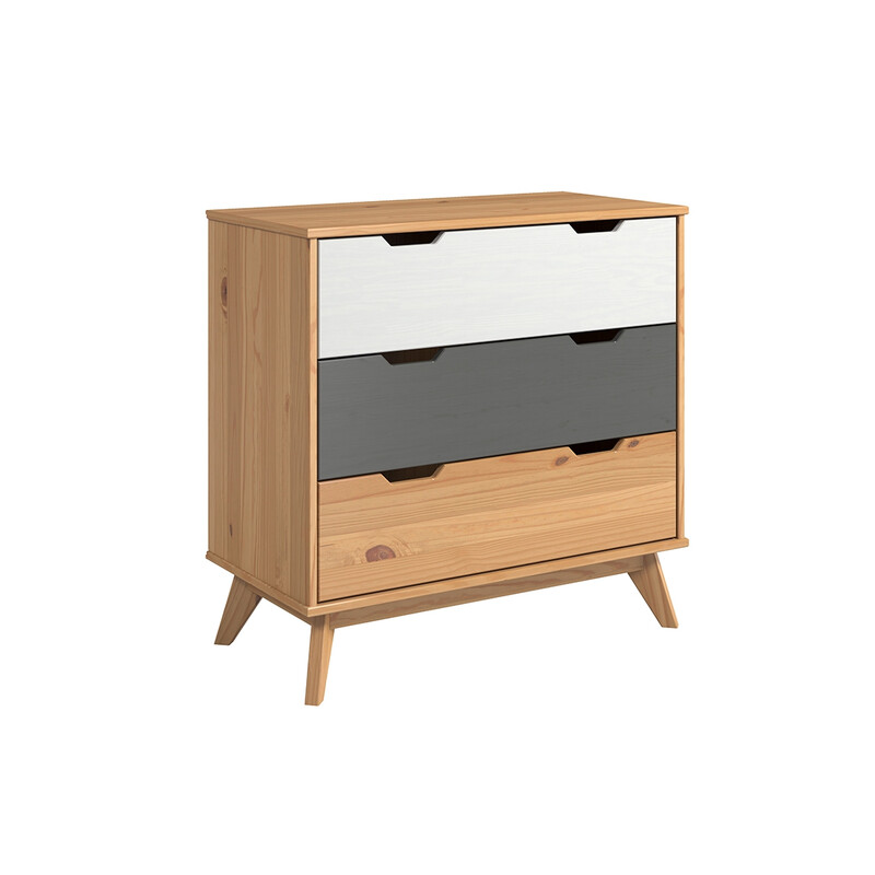 Kummut SCANDIK meepruun / valge / hall, 80x40xH79 cm