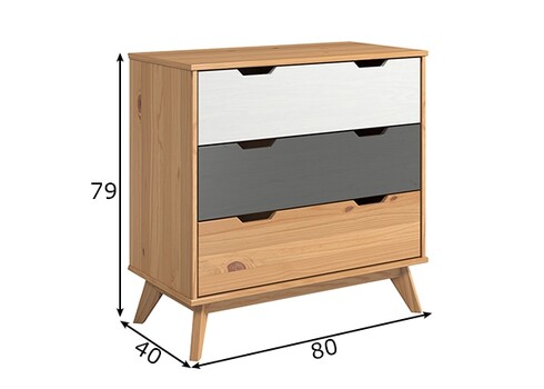 Kummut SCANDIK meepruun / valge / hall, 80x40xH79 cm