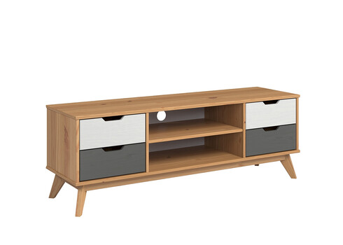 Tv-alus SCANDIK meepruun / valge / hall, 140x40xH42 cm