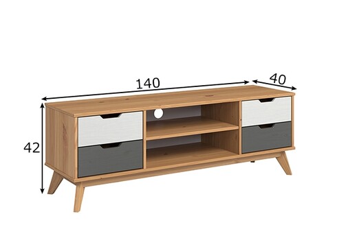 Tv-alus SCANDIK meepruun / valge / hall, 140x40xH42 cm