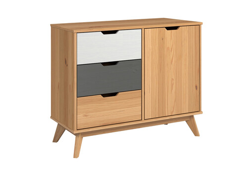 Kummut SCANDIK meepruun / valge / hall, 96x40xH79 cm