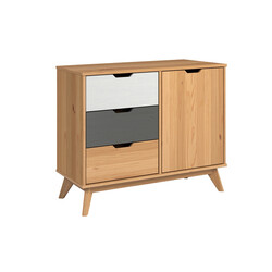 Kummut SCANDIK meepruun / valge / hall, 96x40xH79 cm