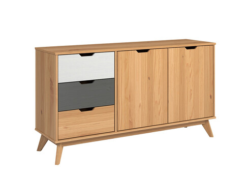 Kummut SCANDIK meepruun / valge / hall, 140x40xH79 cm