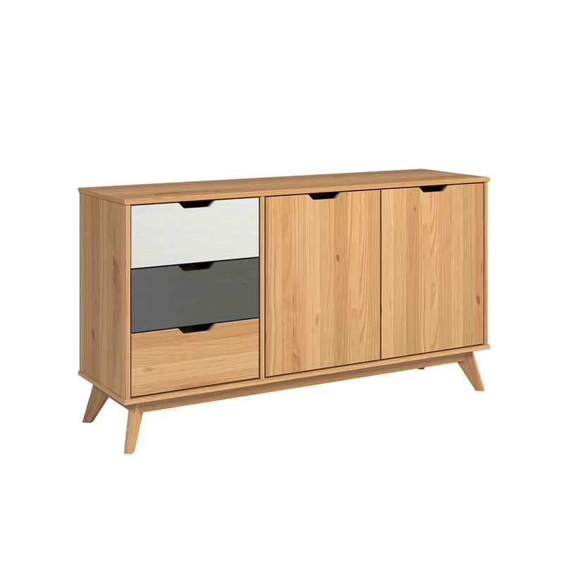 Kummut SCANDIK meepruun / valge / hall, 140x40xH79 cm