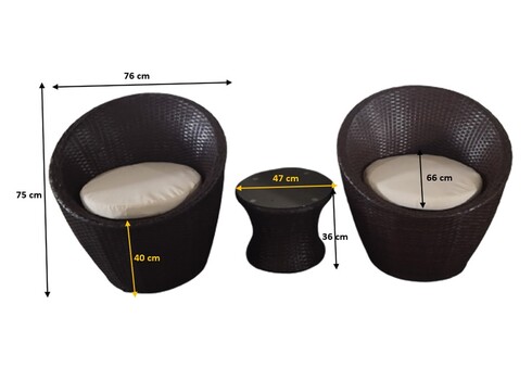Aiamööbli komplekt Bello Giardino MODICO tumepruun, 2 tooli + laud