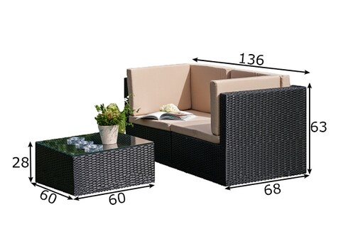Aiamööbli komplekt Bello Giardino PIENO tumepruun, 2 nurgamoodulit + laud