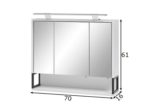 Peegelkapp LIMONE valge, 70x16xH61-68 cm, LED