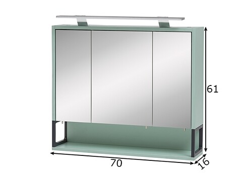 Peegelkapp LIMONE münt, 70x16xH61-68 cm, LED
