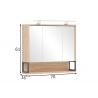 Peegelkapp LIMONE hele tamm, 70x16xH61-68 cm, LED