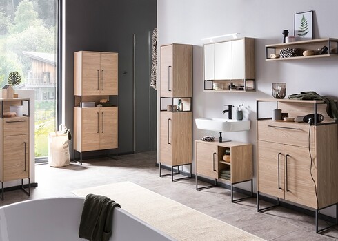 Peegelkapp LIMONE hele tamm, 70x16xH61-68 cm, LED