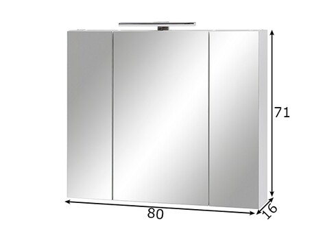 Peegelkapp LIMONE valge, 80x16xH71 cm, LED