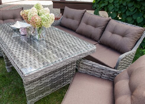 Aiamööbli komplekt Bello Giardino DIVINO hall, 2 tugitooli + diivan + laud