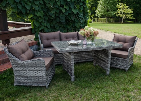 Aiamööbli komplekt Bello Giardino DIVINO hall, 2 tugitooli + diivan + laud