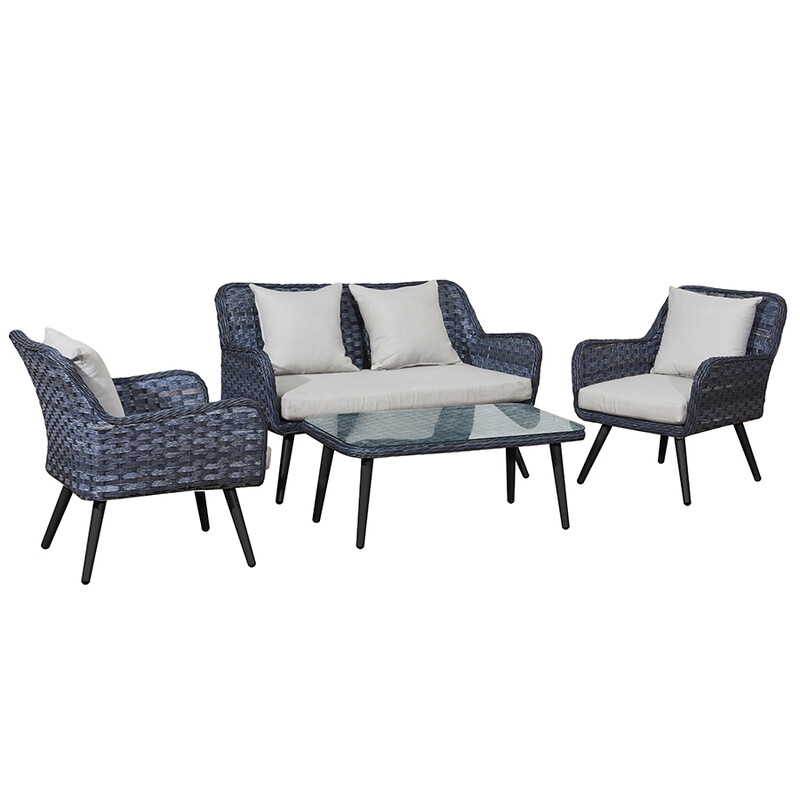 Aiamööbli komplekt Bello Giardino MODESTO hall, diivan + 2 tugitooli + diivanilaud