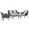 Aiamööbli komplekt Bello Giardino MODESTO hall, diivan + 2 tugitooli + diivanilaud