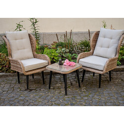 Aiamööbli komplekt Bello Giardino APERTO vask, 2 tugitooli järiga + diivanilaud