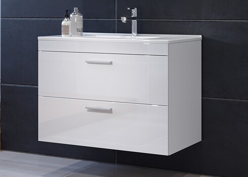 Valamukapp + valamu DEVON valge kõrgläige, 81x47xH59 cm