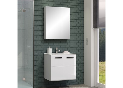 Valamukapp + valamu RIVA valge kõrgläige, 62x47xH59 cm